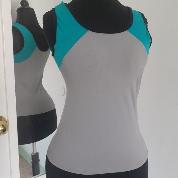 Sassa Womens Two- Piece Swim Padded Activewear Top inTeal & Grey Size S-M - Picture 2 of 10